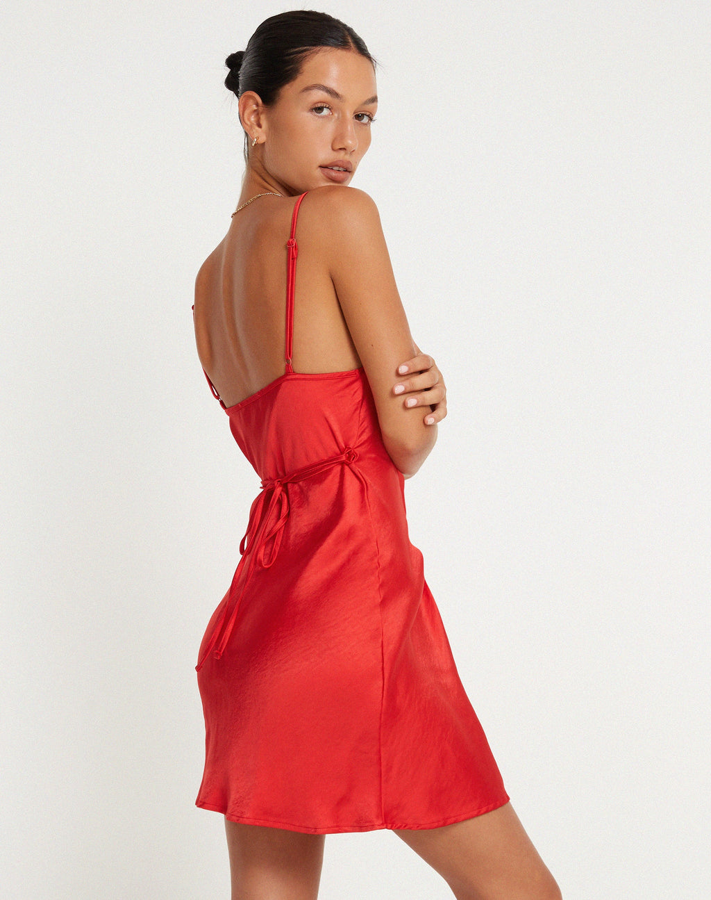 Paiva Slip-Kleid aus Satin Rot