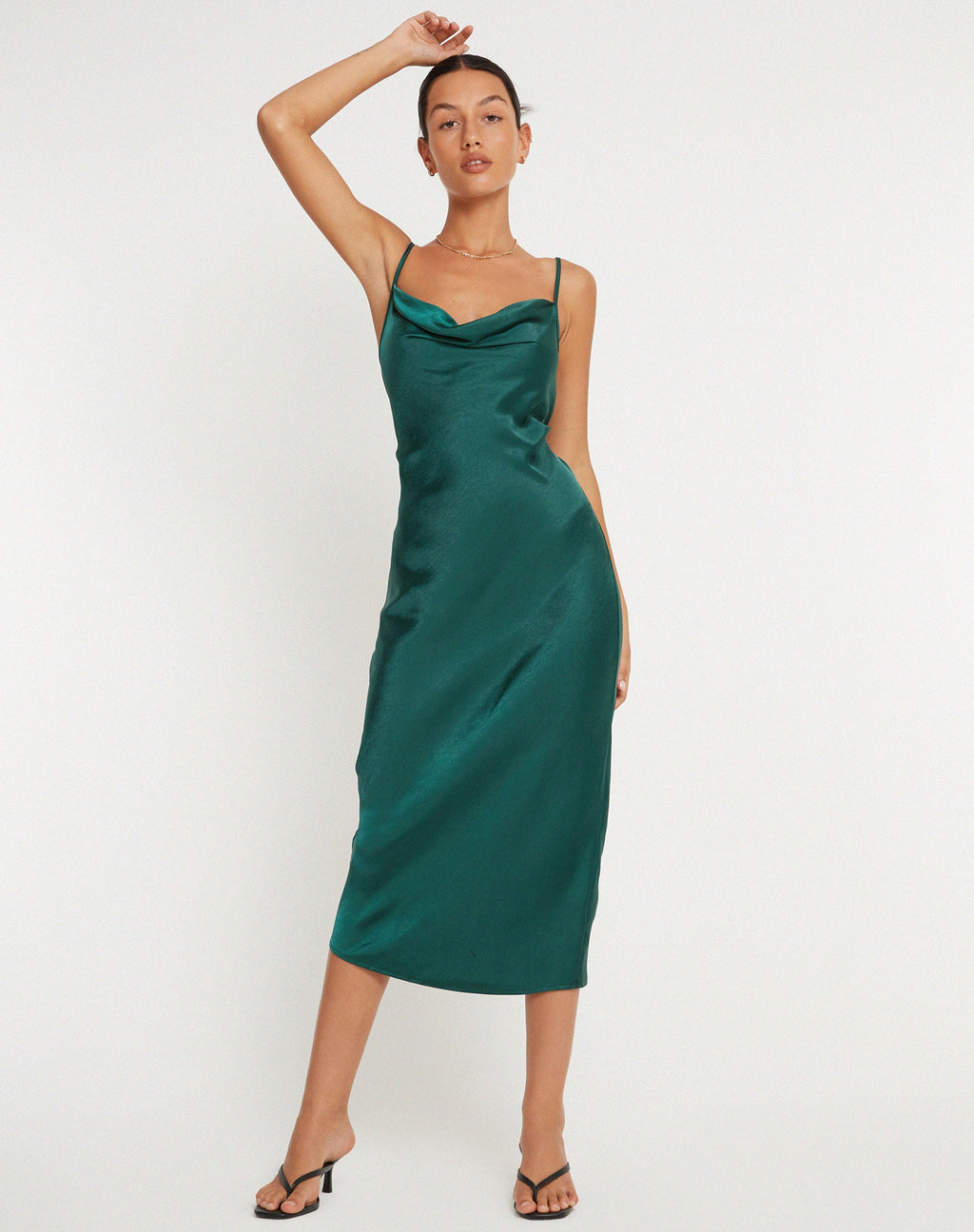 Palasha Midikleid aus Satin Waldgrün