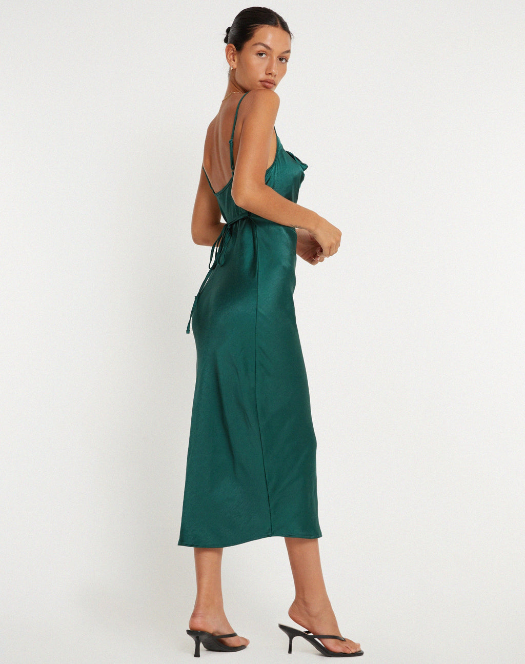 Palasha Midikleid aus Satin Waldgrün