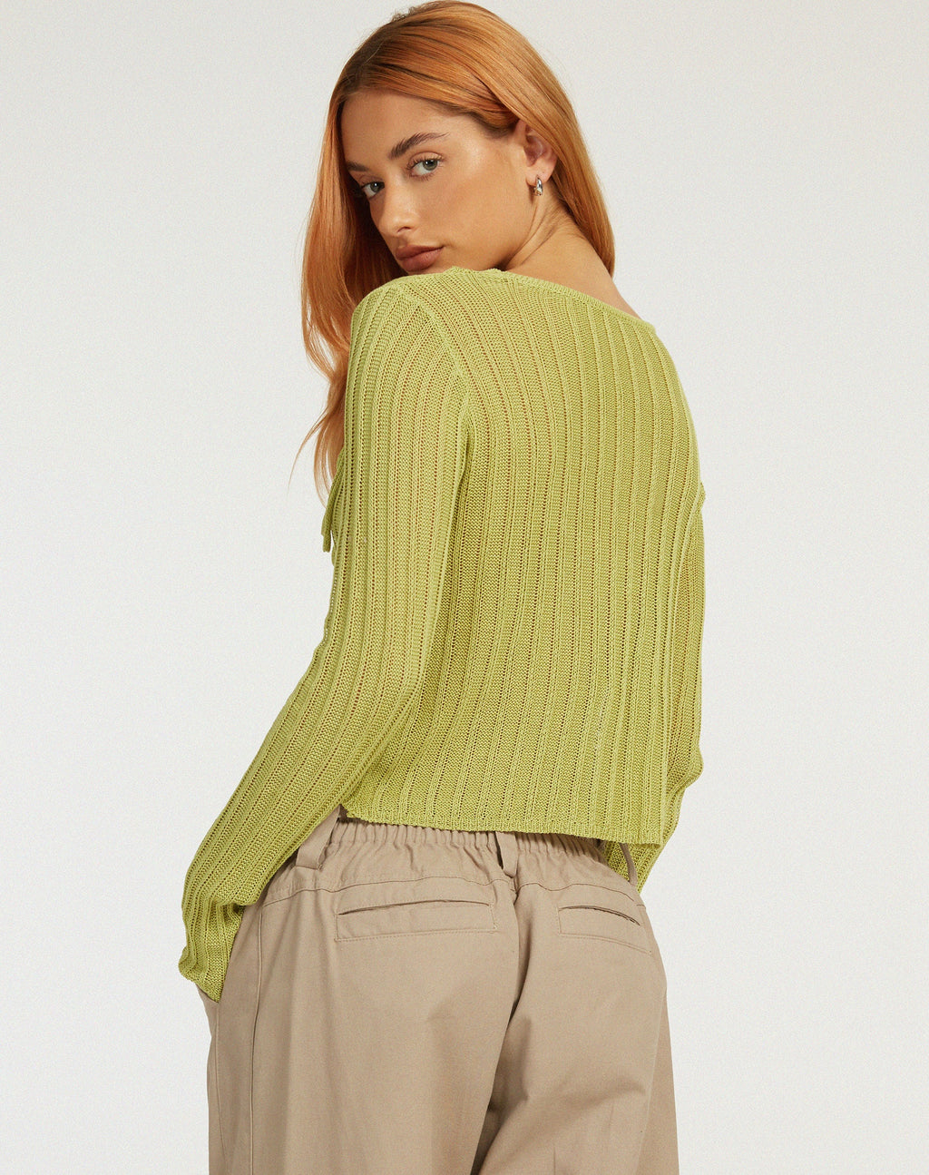 Potina Langarm Cardi in Limette