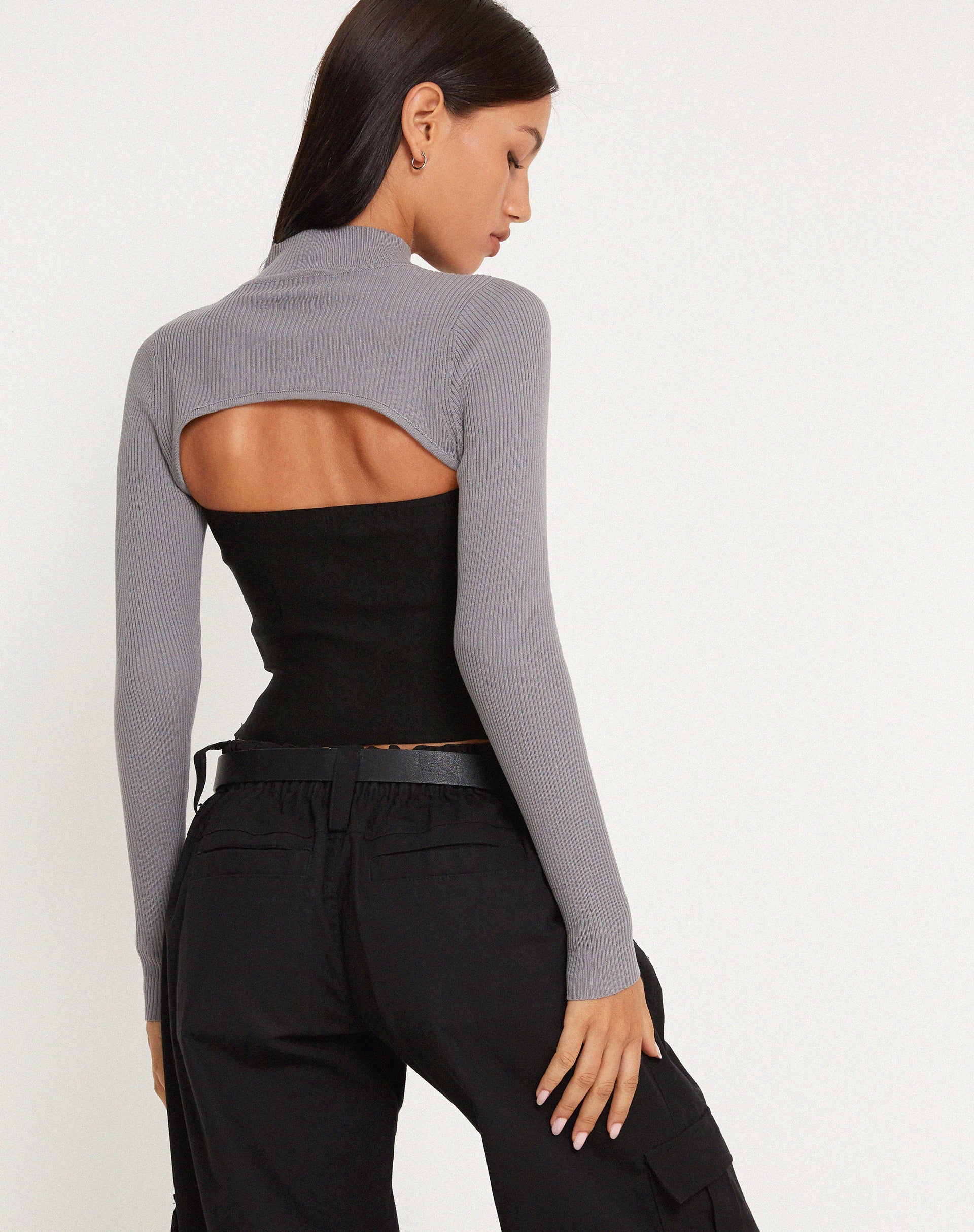 Bild von Renjana Langärmeliges Shrug Top in Flint Gray