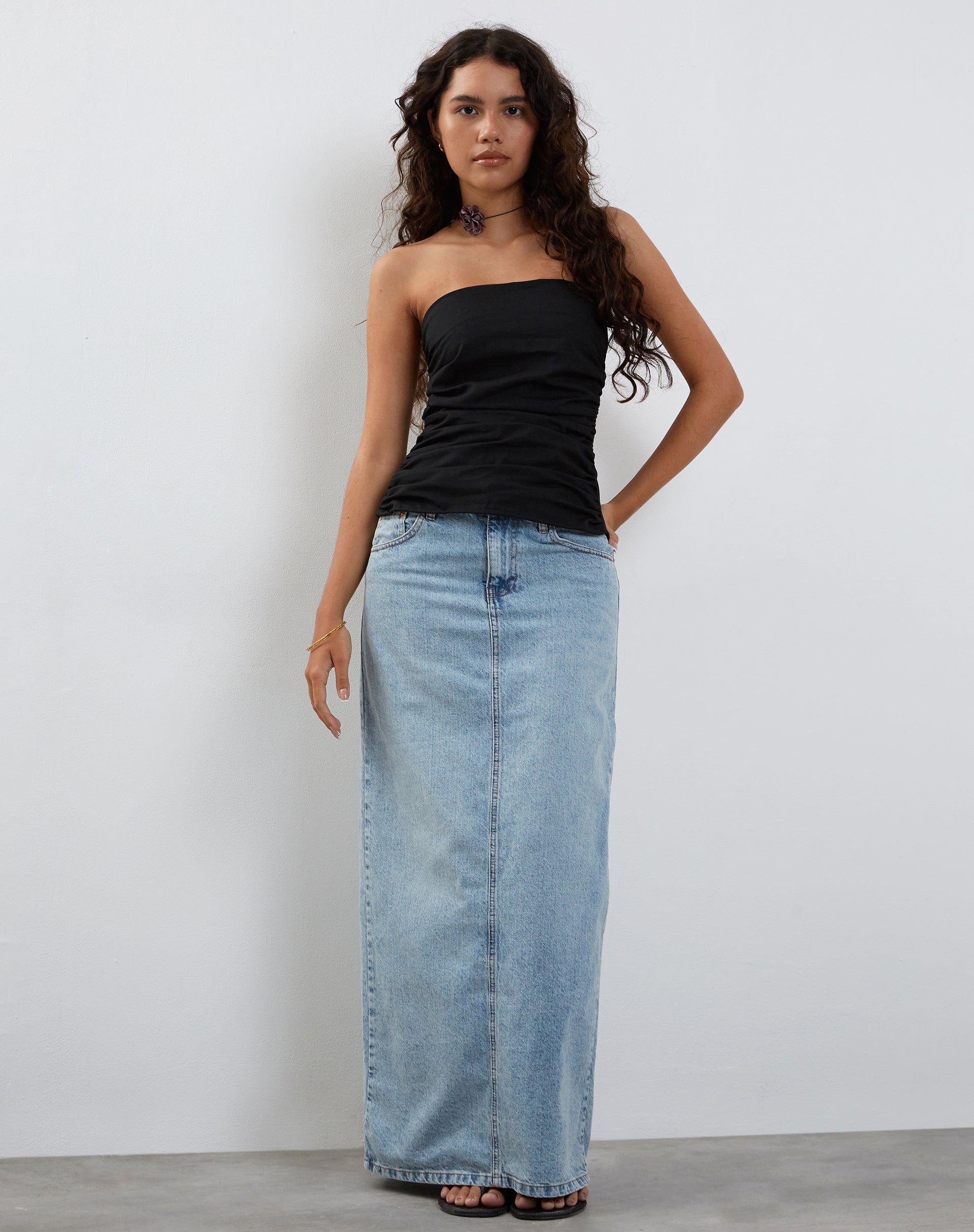 Bild von Tahari Tie Back Longline Tube Top in Schwarz