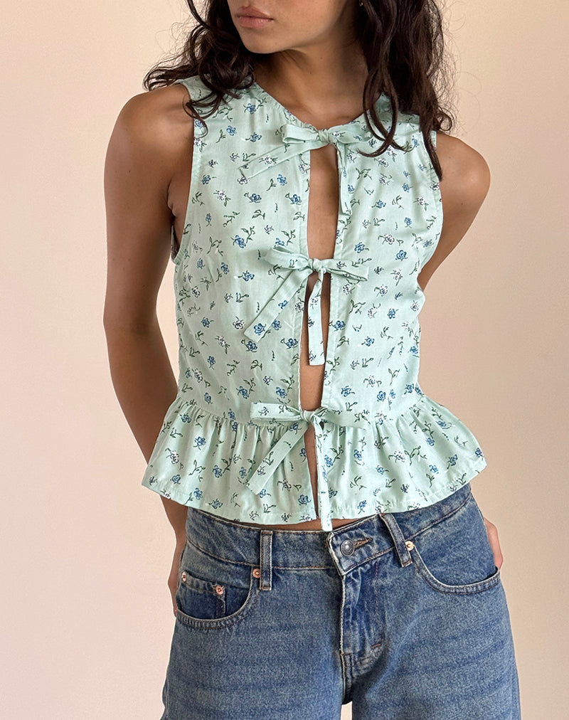 Revata Tie Front Top in hübschem Blütengrün