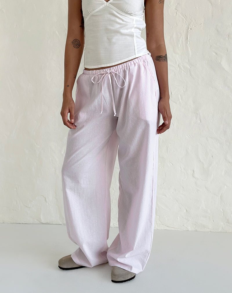 Samir Hose aus Baumwolle, rosa gestreift