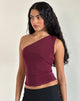 Image of Rhian One Shoulder Top aus Mesh Maroon