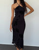 Image of Ribka Midikleid mit Neckholder aus Orchideenflock Schwarz