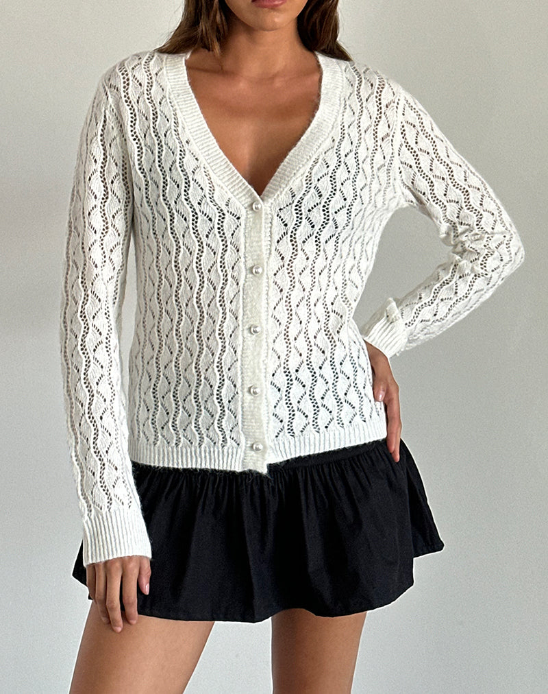 Ricani Offener Strickcardigan in Elfenbein