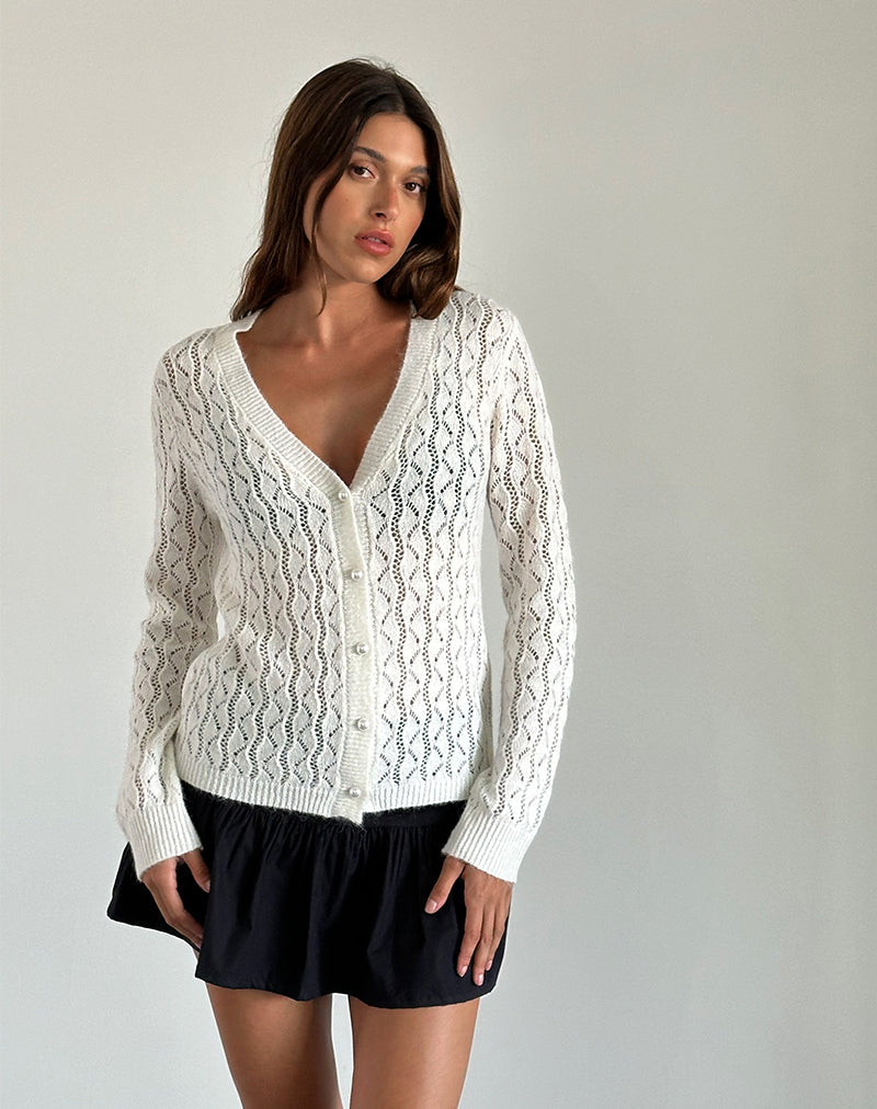 Bild von Ricani Open Knit Cardigan in Elfenbein