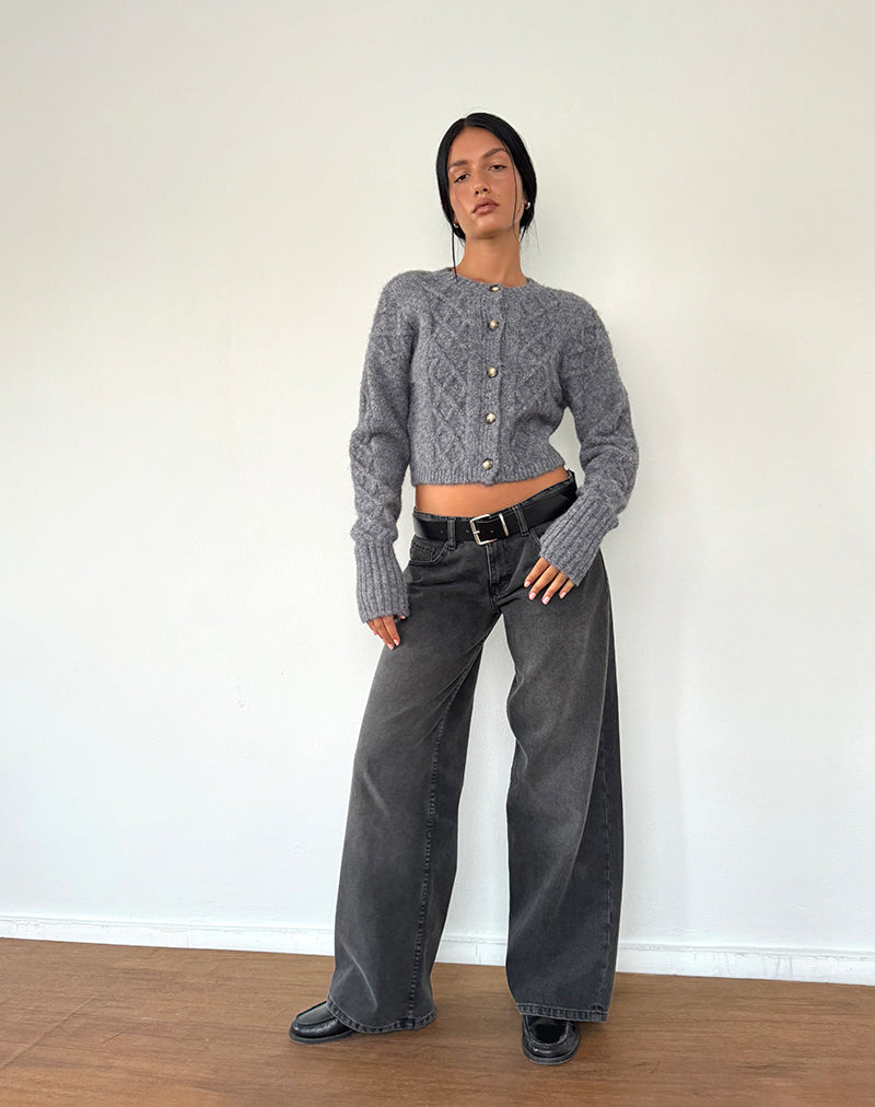 Image of Rigel Strickjacke aus Kabelstrick Grau