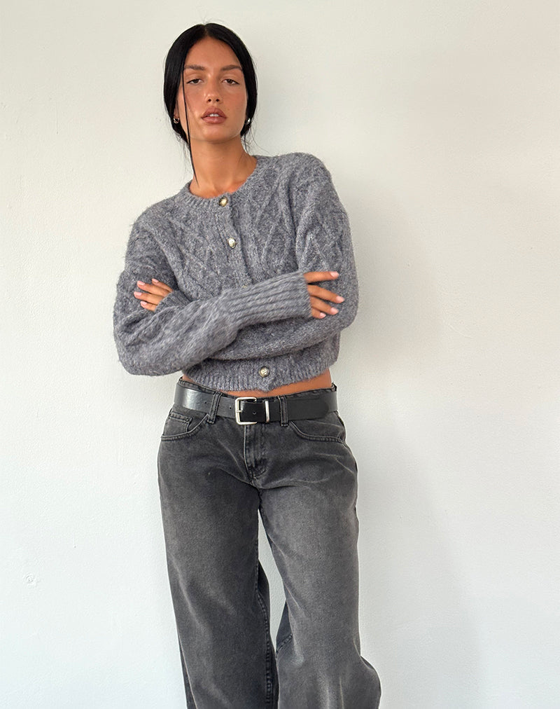 Image of Rigel Strickjacke aus Kabelstrick Grau