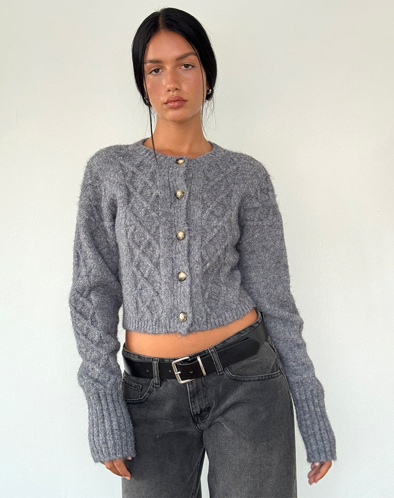 Rigel Strickjacke aus Kabelstrick Grau