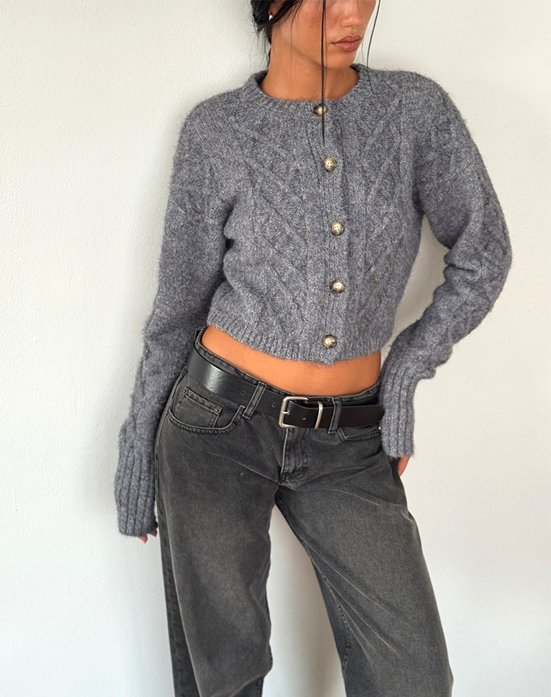 Rigel Strickjacke aus Kabelstrick Grau