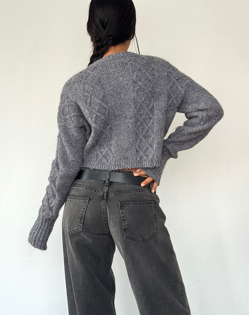 Image of Rigel Strickjacke aus Kabelstrick Grau