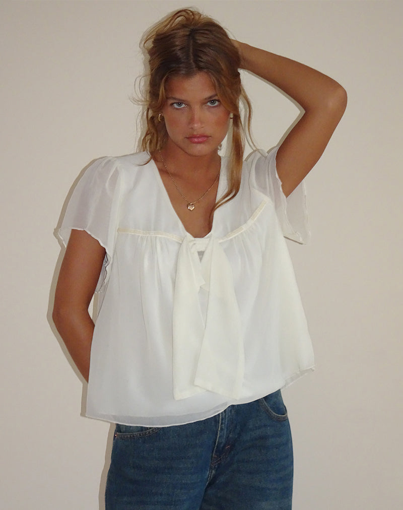 Bild von Rike Longline Top aus Chiffon Elfenbein