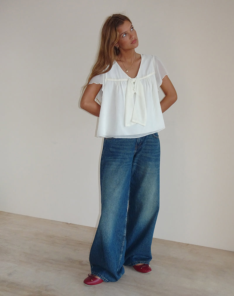 Bild von Rike Longline Top aus Chiffon Elfenbein