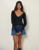 Image of Rinca Bardot Pullover aus Rippenstrick Schwarz