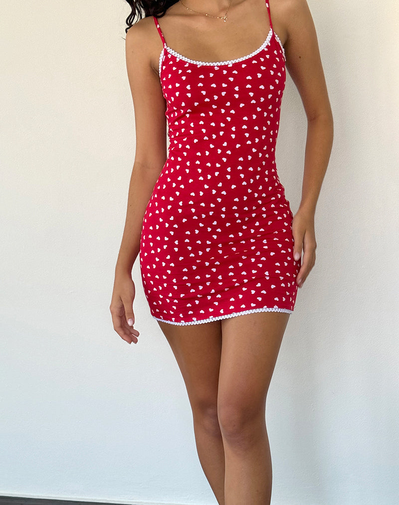 Riniki Bodycon-Minikleid in Herzrot
