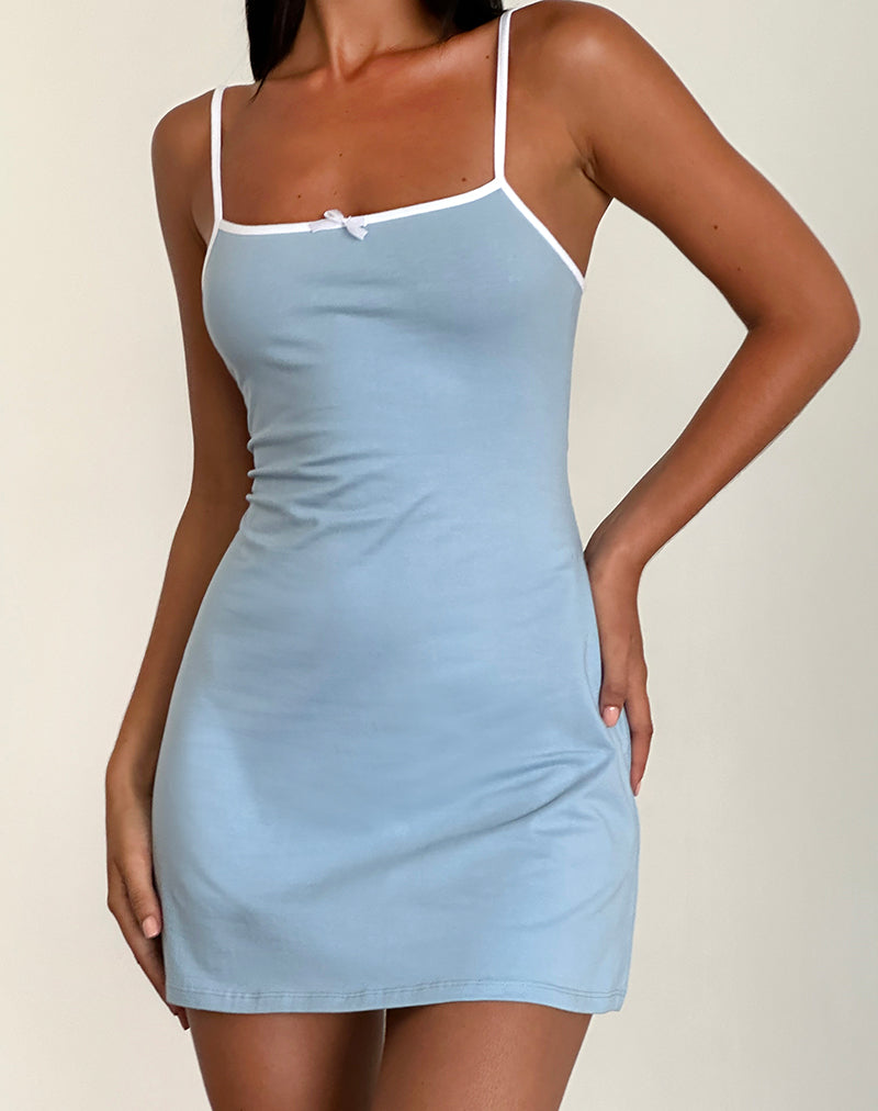 Riniko Minikleid in Nantucket Blau mit weißer Borte