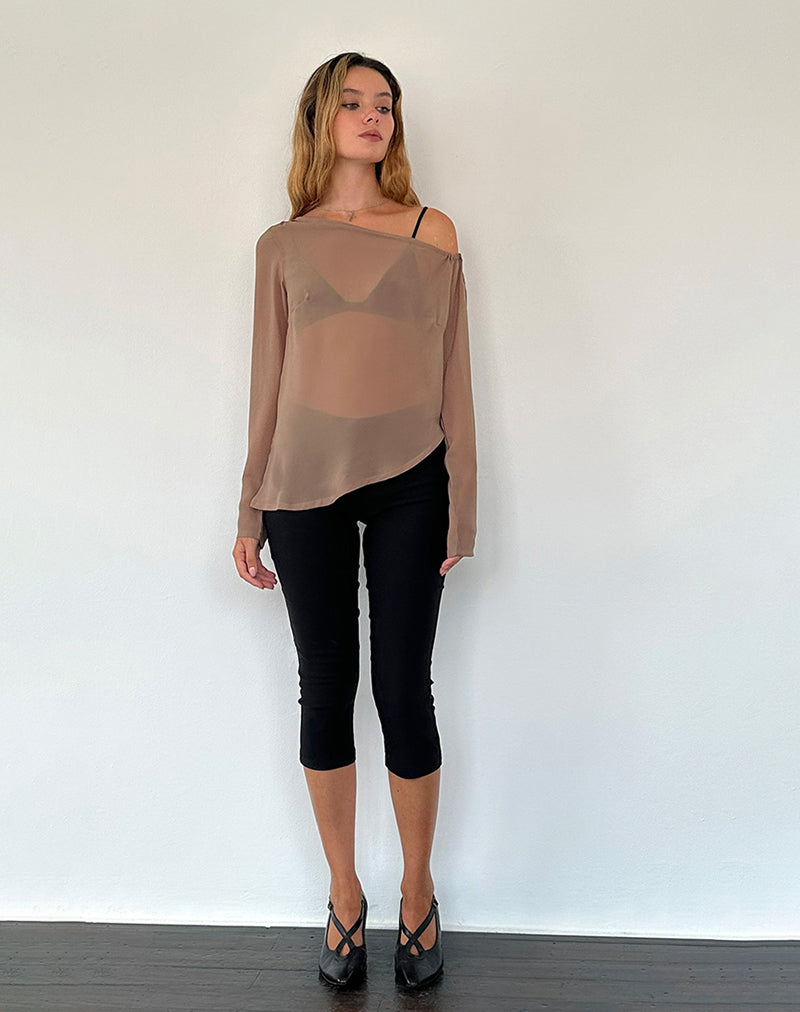 Image of Riot Top aus Chiffon Hellbraun