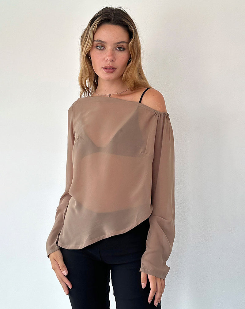 Riot Top aus Chiffon Hellbraun