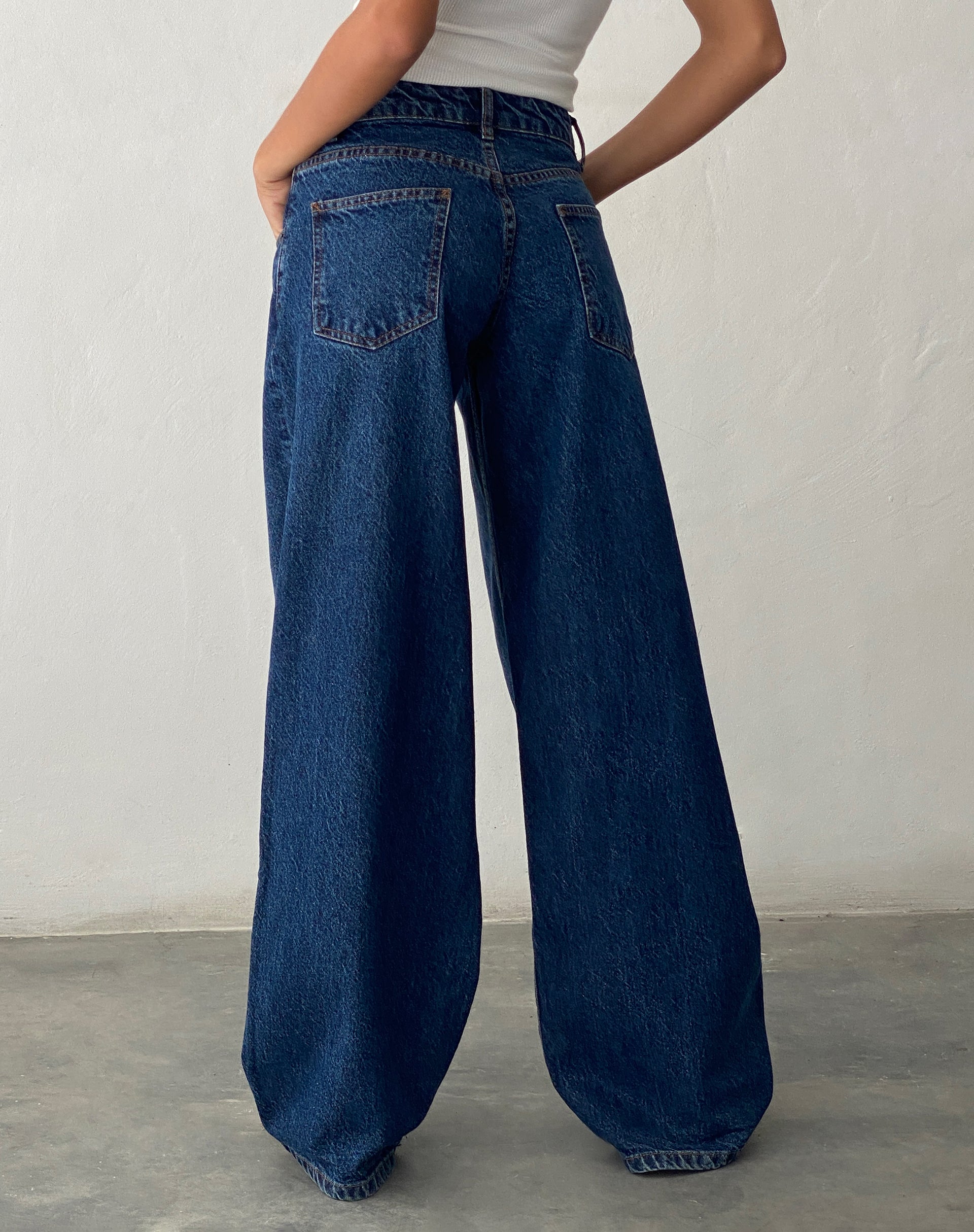 Bild von Ripped Roomy Extra Wide Low Rise Jean in Mid Blue Used