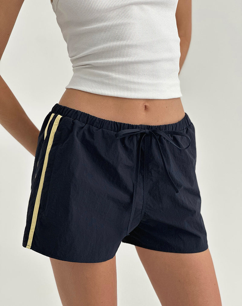 Image of Riu Runner Short in Marineblau mit gelben Streifen