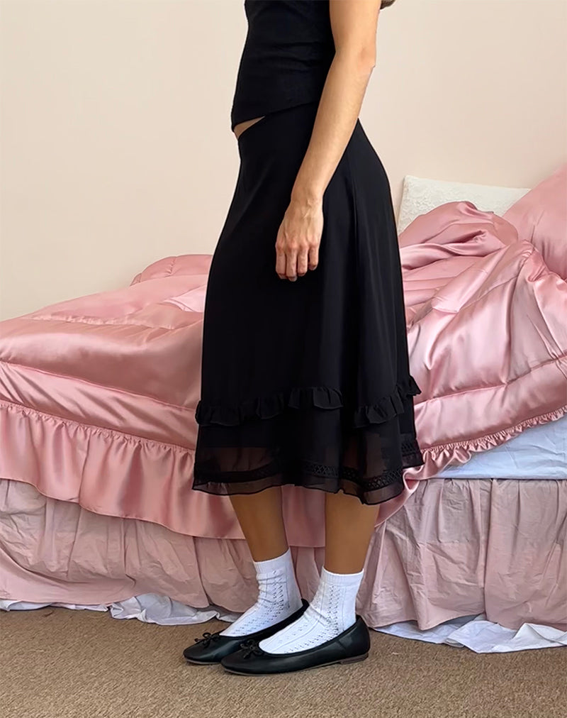 Lenuta Midirock aus Chiffon in Schwarz
