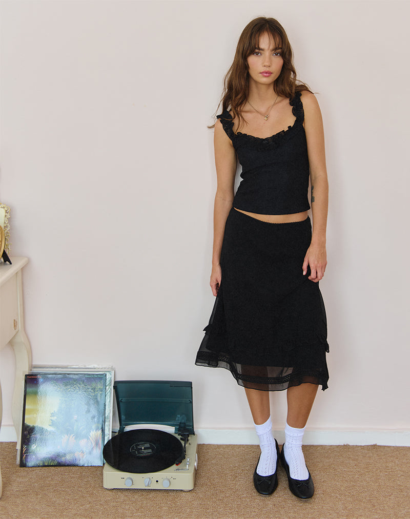 Lenuta Midirock aus Chiffon in Schwarz