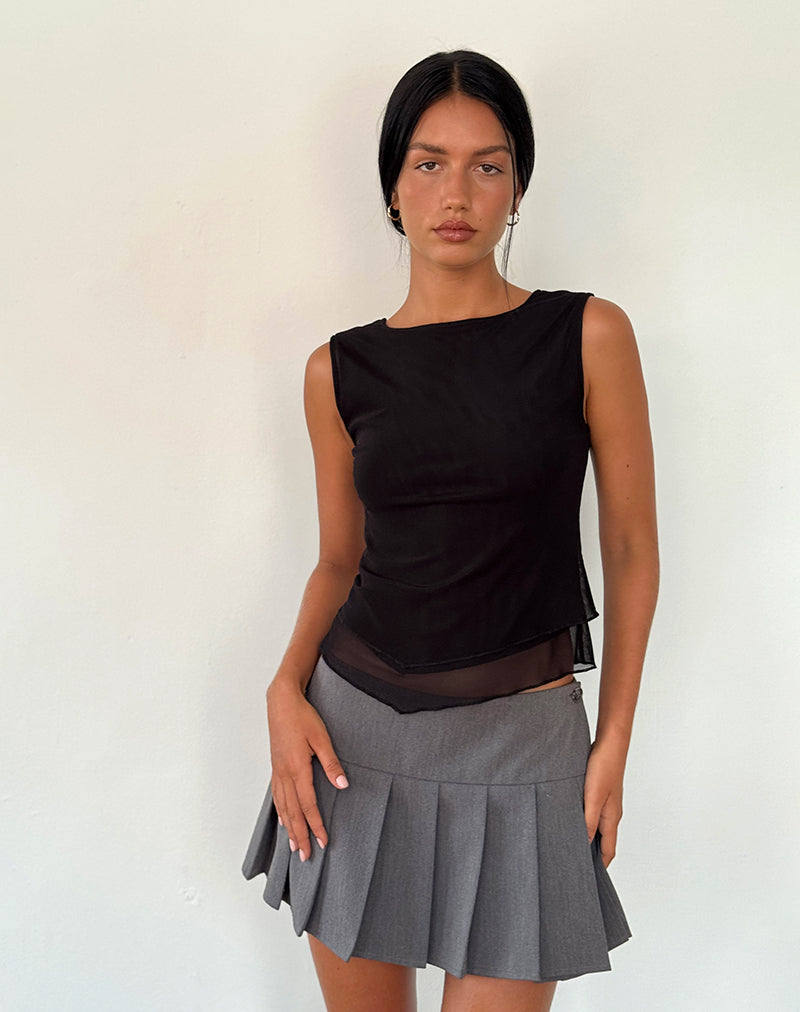 Image of Rochie Asymmetrisches Top aus Mesh Schwarz