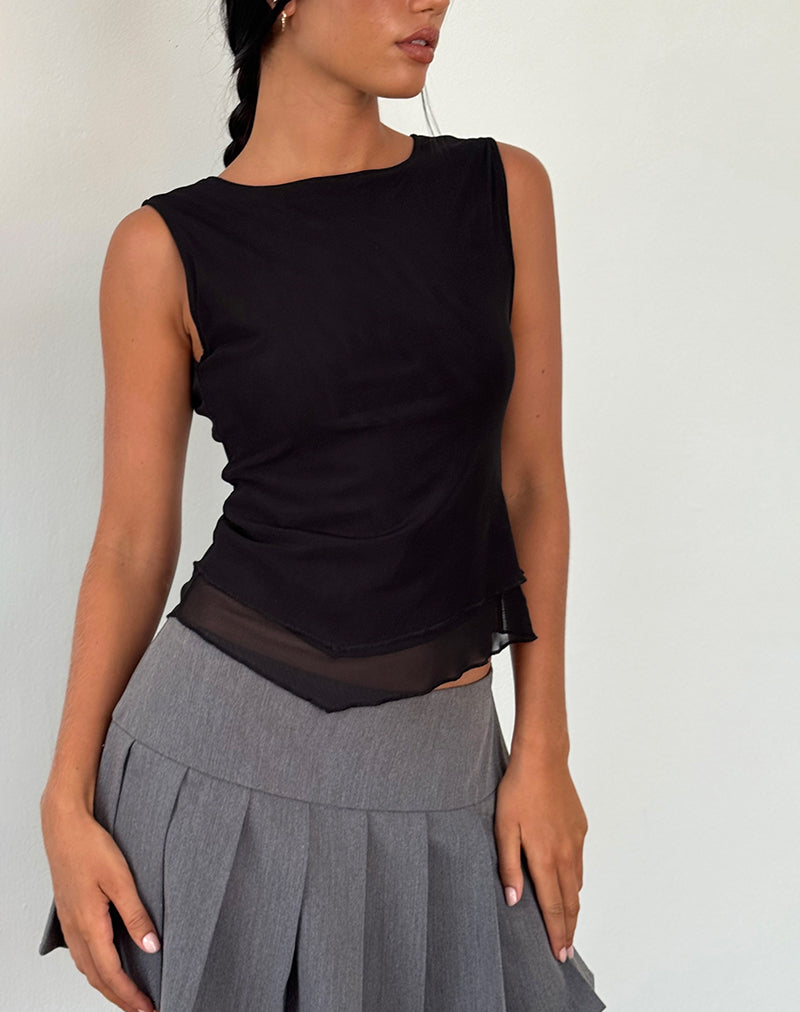 Rochie Asymmetrisches Top aus Mesh Schwarz