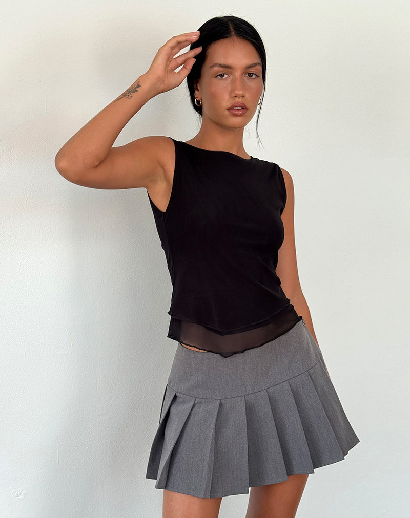 Rochie Asymmetrisches Top aus Mesh Schwarz