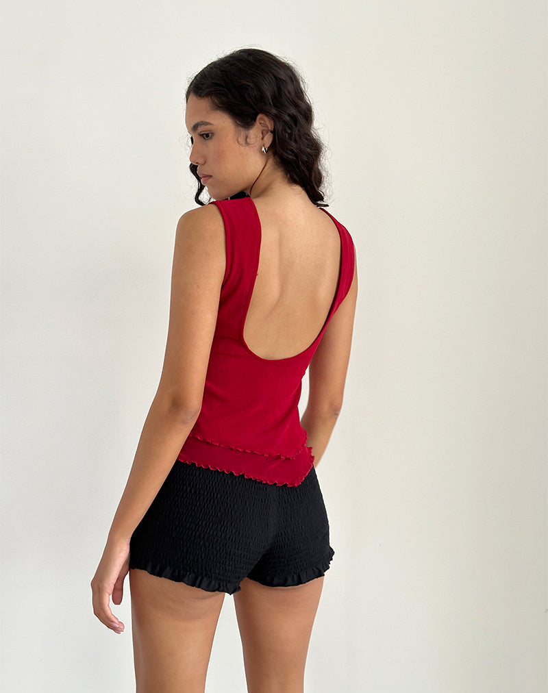 Bild von Rochie Asymmetrisches Oberteil in Mesh Cherry
