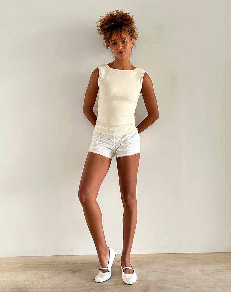Image of Rochie Asymmetrisches Top aus Mesh Creme