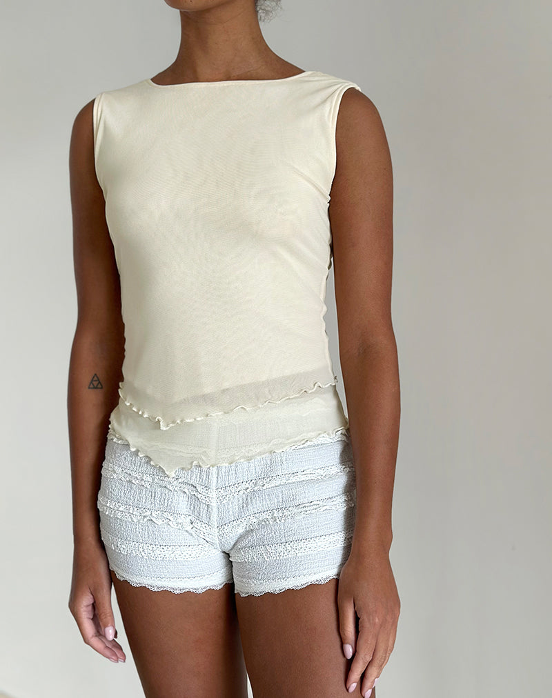 Image of Rochie Asymmetrisches Top aus Mesh Creme