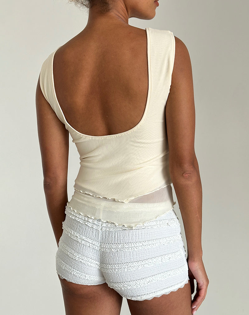 Image of Rochie Asymmetrisches Top aus Mesh Creme