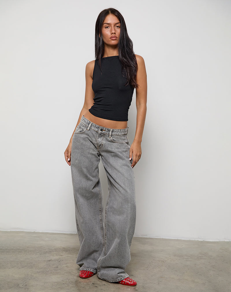 Image of Rocio Hochgeschlossenes rückenfreies Tank-Top in Schwarz