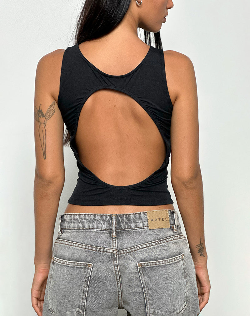 Image of Rocio Hochgeschlossenes rückenfreies Tank-Top in Schwarz