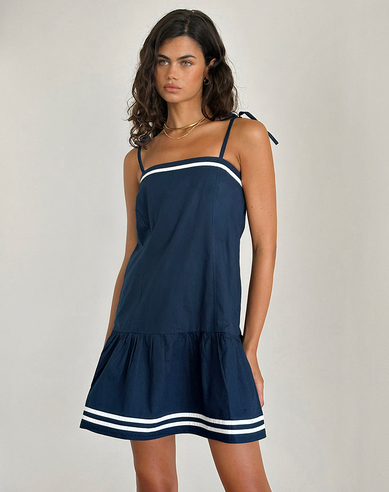 Rodha Cami Minikleid aus Popeline Navy