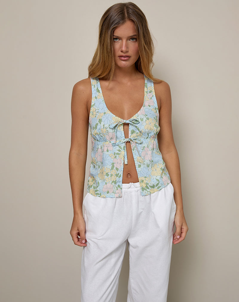 Rodite Tie Front Top in verwaschenem Pastell Floral