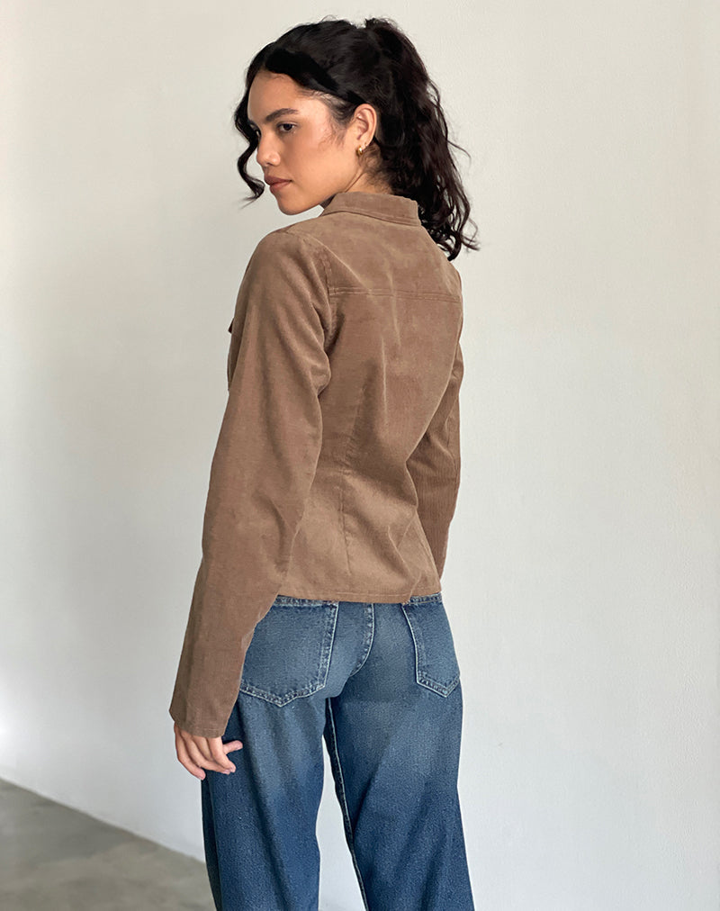 Bild von Rohana Fitted Jacket in Baby Cord Walnussbraun