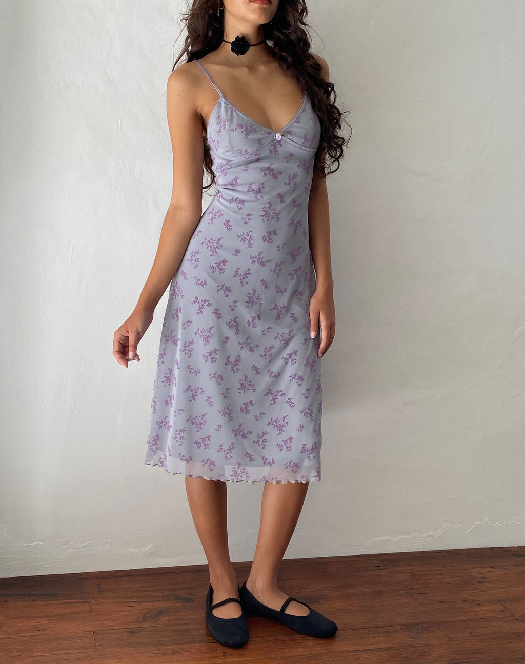 Rohaya Midikleid in Lila Botanikerflock