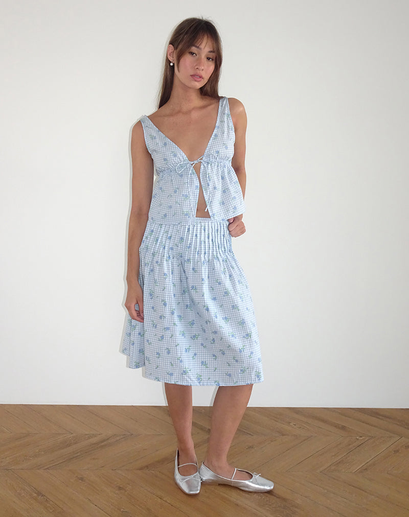 Bild von Rolia Cami Top in Blue Flower Gingham