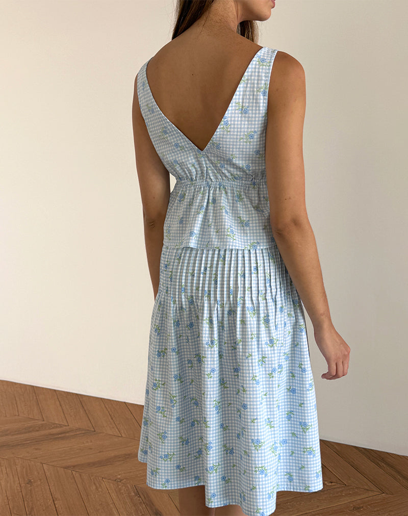Bild von Rolia Cami Top in Blue Flower Gingham