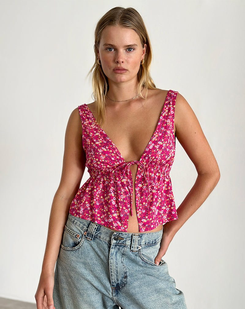 Bild von Rolia Cami Top in Ditsy Floral Pink