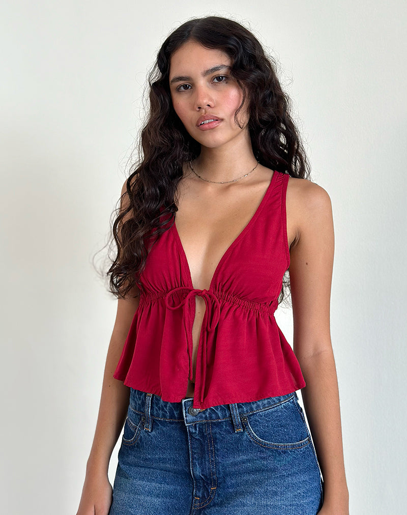 Bild von Rolia Tie Front Top in Adrenaline Rot