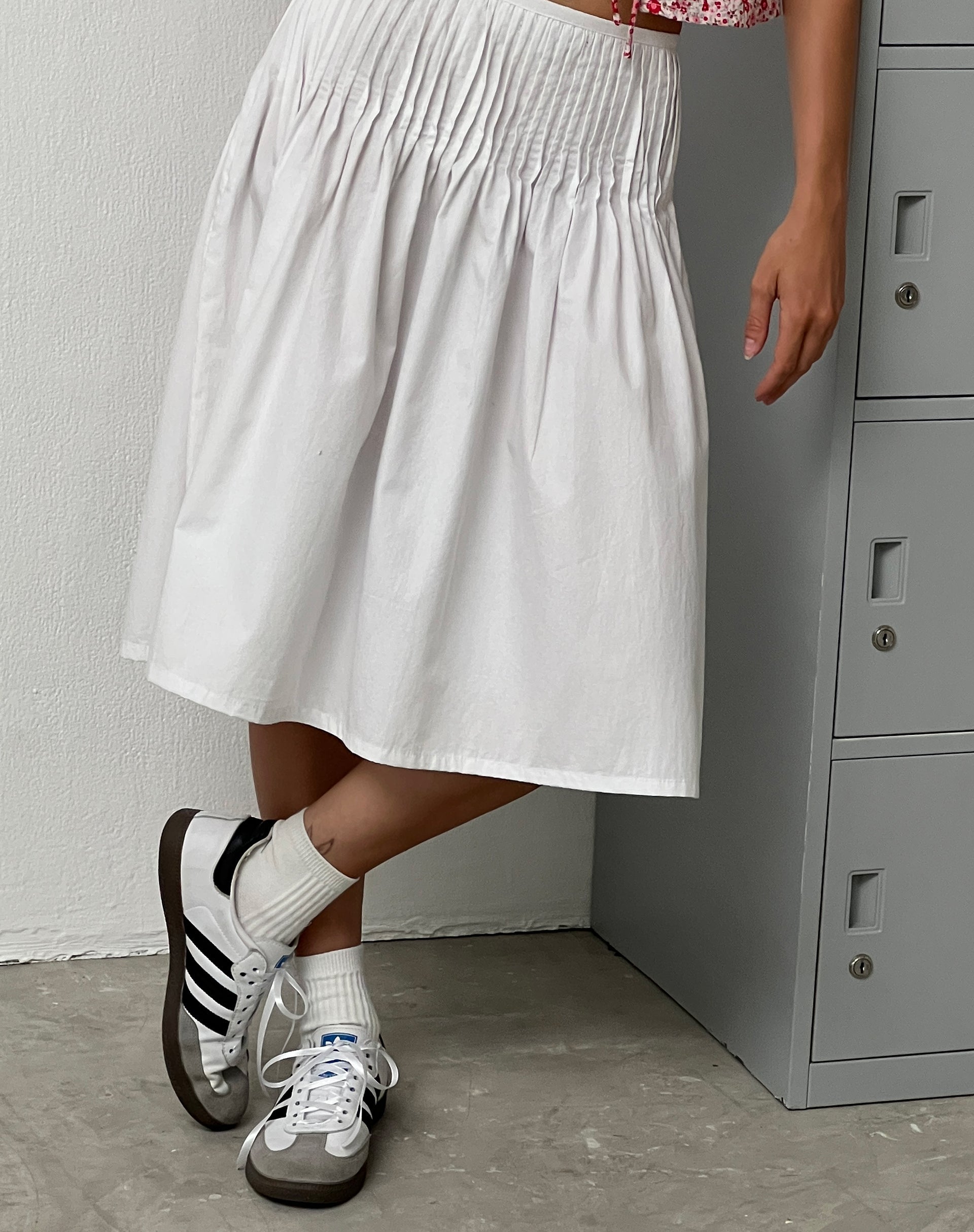 Image of Asada Midirock mit plissierter Taille aus Popeline Weiß