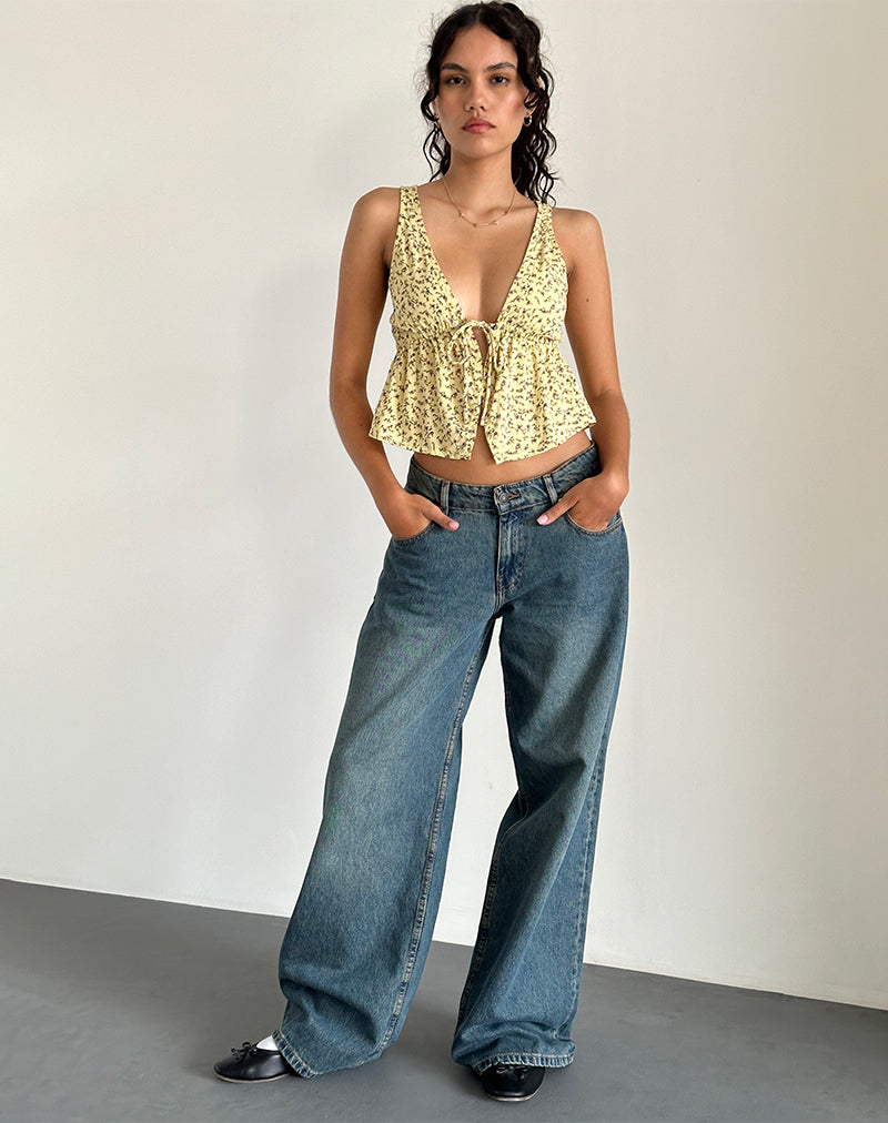 Bild von Rolia Tie Front Top in Flowing Flower Gelb