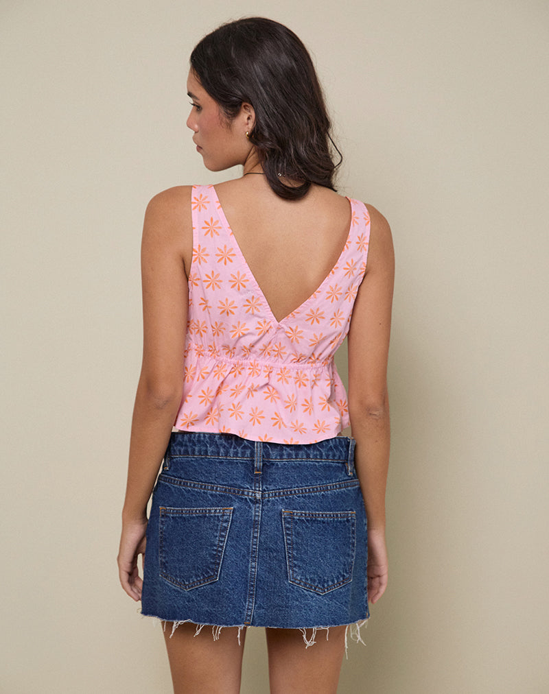 Bild von Rolia Tie Front Top in Tile Flower Pink
