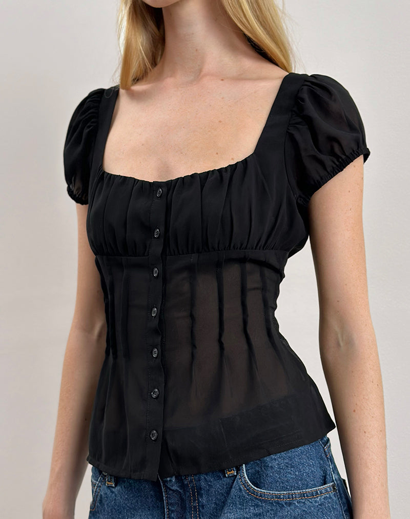 Rolina Bluse aus Chiffon Schwarz