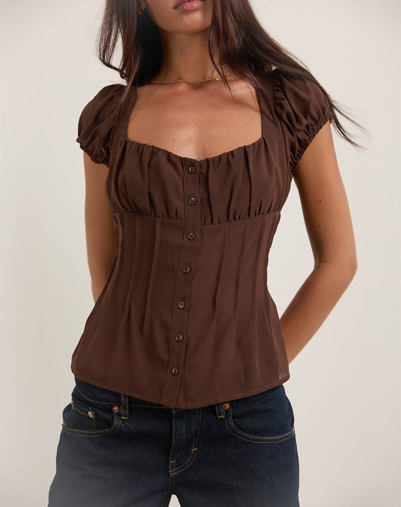 Image of Rolina Bluse aus Chiffon Braun